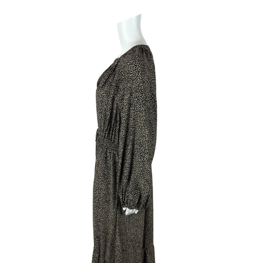 A New Day Leopard Dress Womens Large Balloon Long Sleeve Tiered Print Midi - Picture 9 of 12